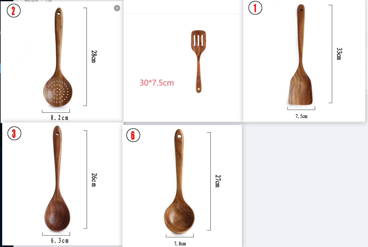 Thailand Teak Natural Wood Tableware Spoon Set