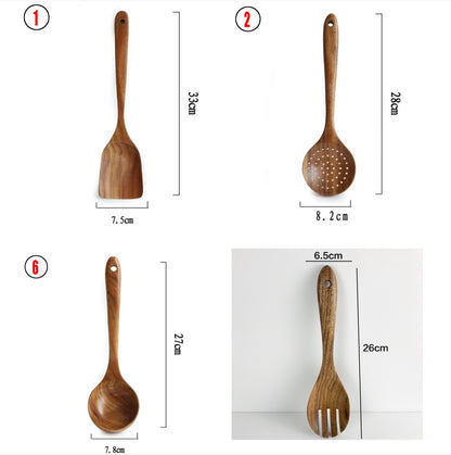Thailand Teak Natural Wood Tableware Spoon Set