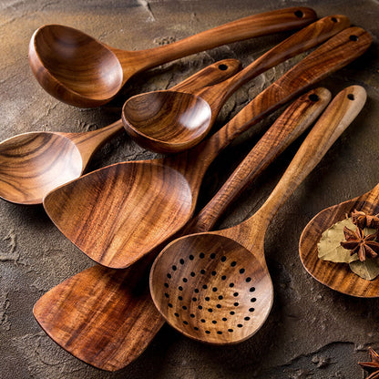 Thailand Teak Natural Wood Tableware Spoon Set