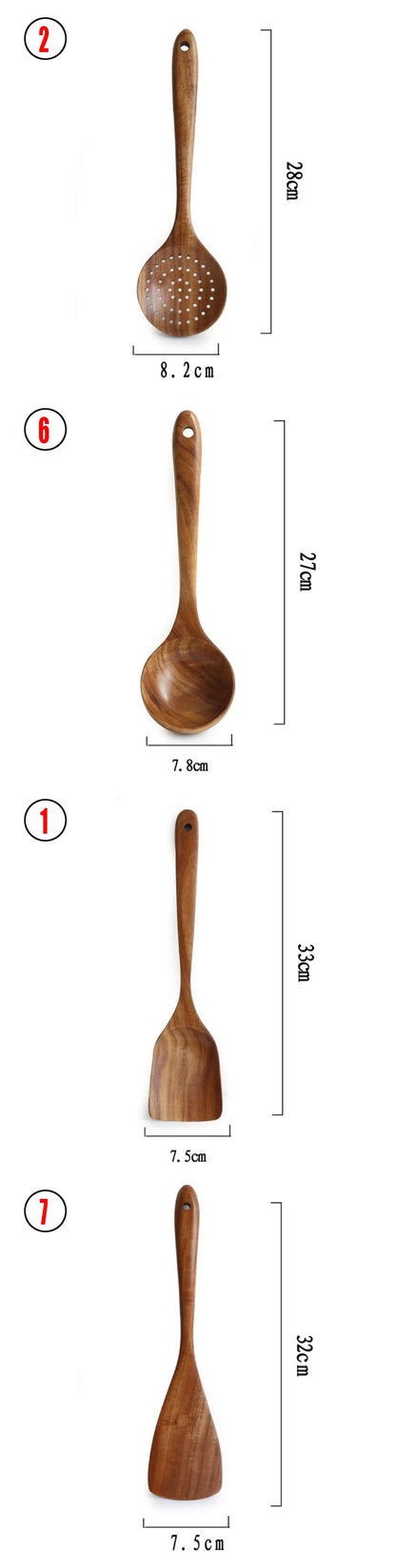 Thailand Teak Natural Wood Tableware Spoon Set