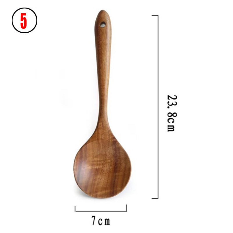 Thailand Teak Natural Wood Tableware Spoon Set