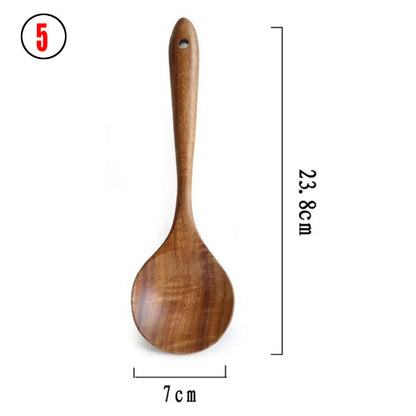 Thailand Teak Natural Wood Tableware Spoon Set