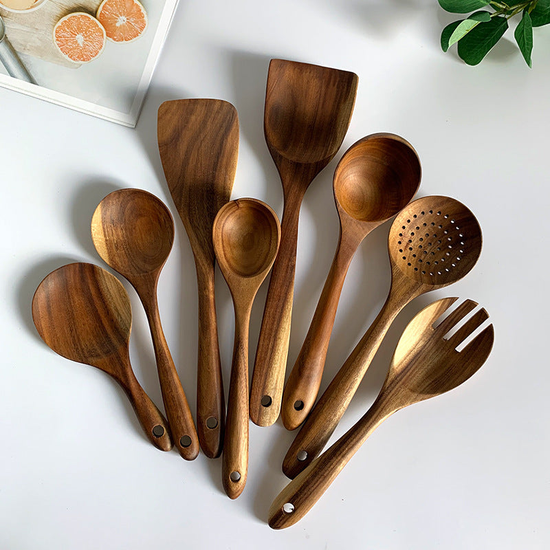 Thailand Teak Natural Wood Tableware Spoon Set