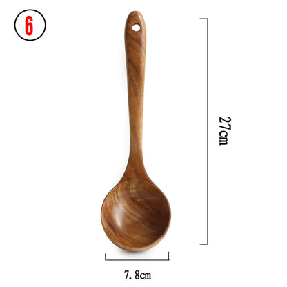 Thailand Teak Natural Wood Tableware Spoon Set