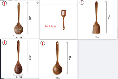Thailand Teak Natural Wood Tableware Spoon Set